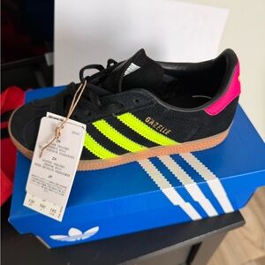 Adidas Gazelle Black with Neon Highlights
